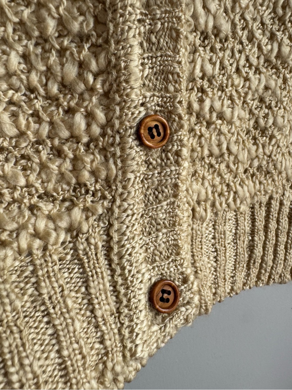 Vintage Landlubbers Textured Open Knit Sweater Vest Sz Small Tan Beige Boho EUC - Picture 4 of 8